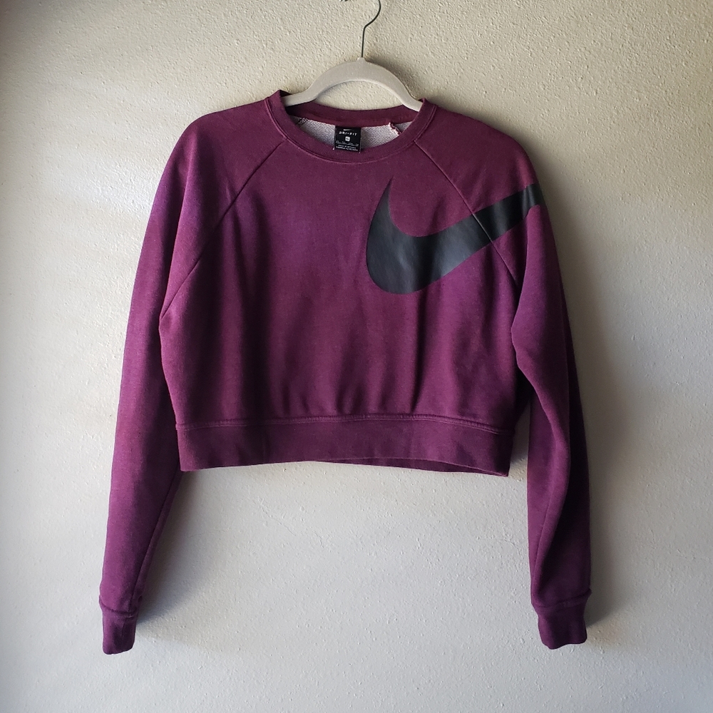Nike Purple Crop Top Crewneck Sweater XS
